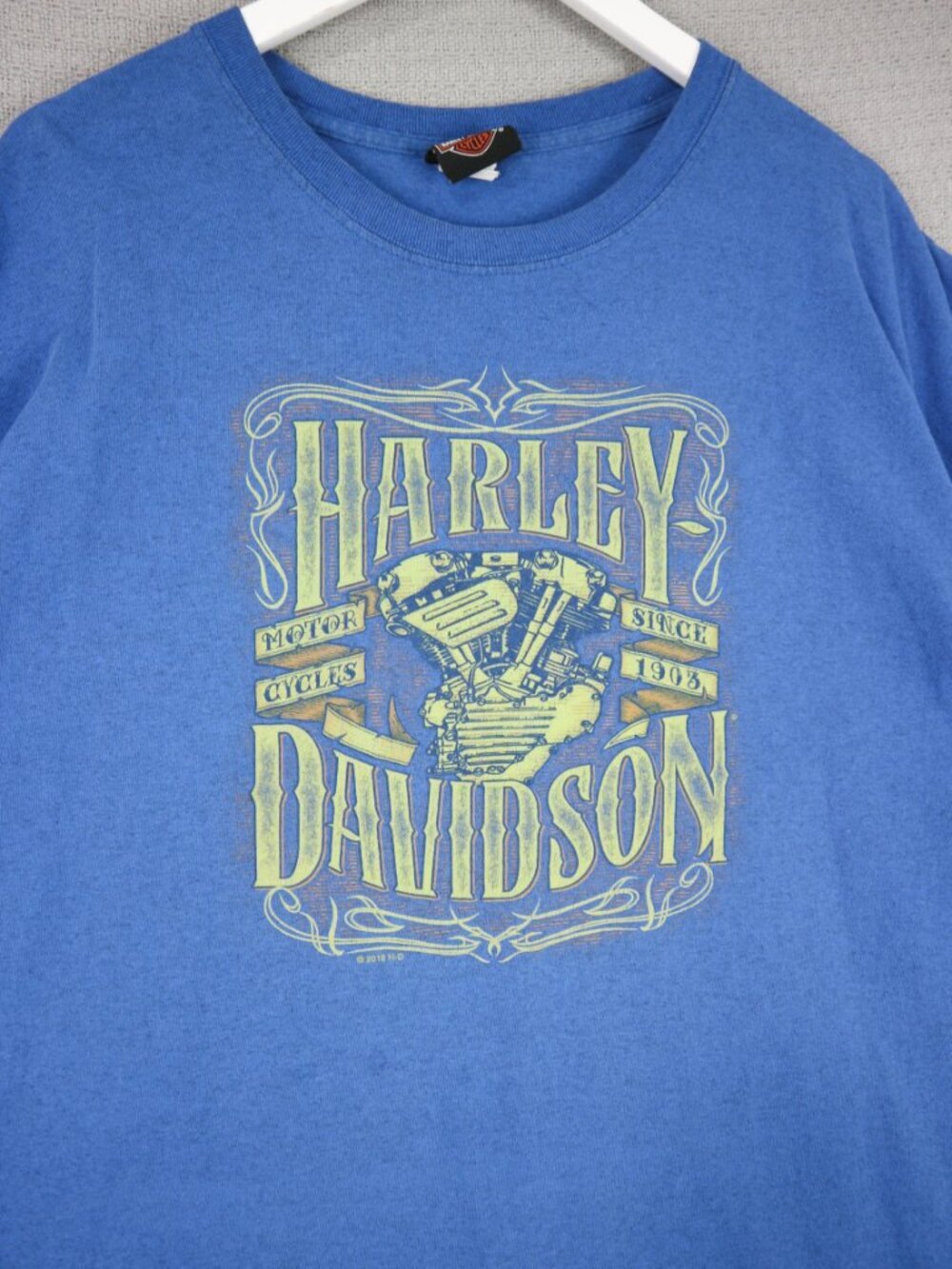 Harley Davidson 2018 Edmonton Alberta Biker Tee Graphic Blue Mens 3XL - Picture 3 of 7